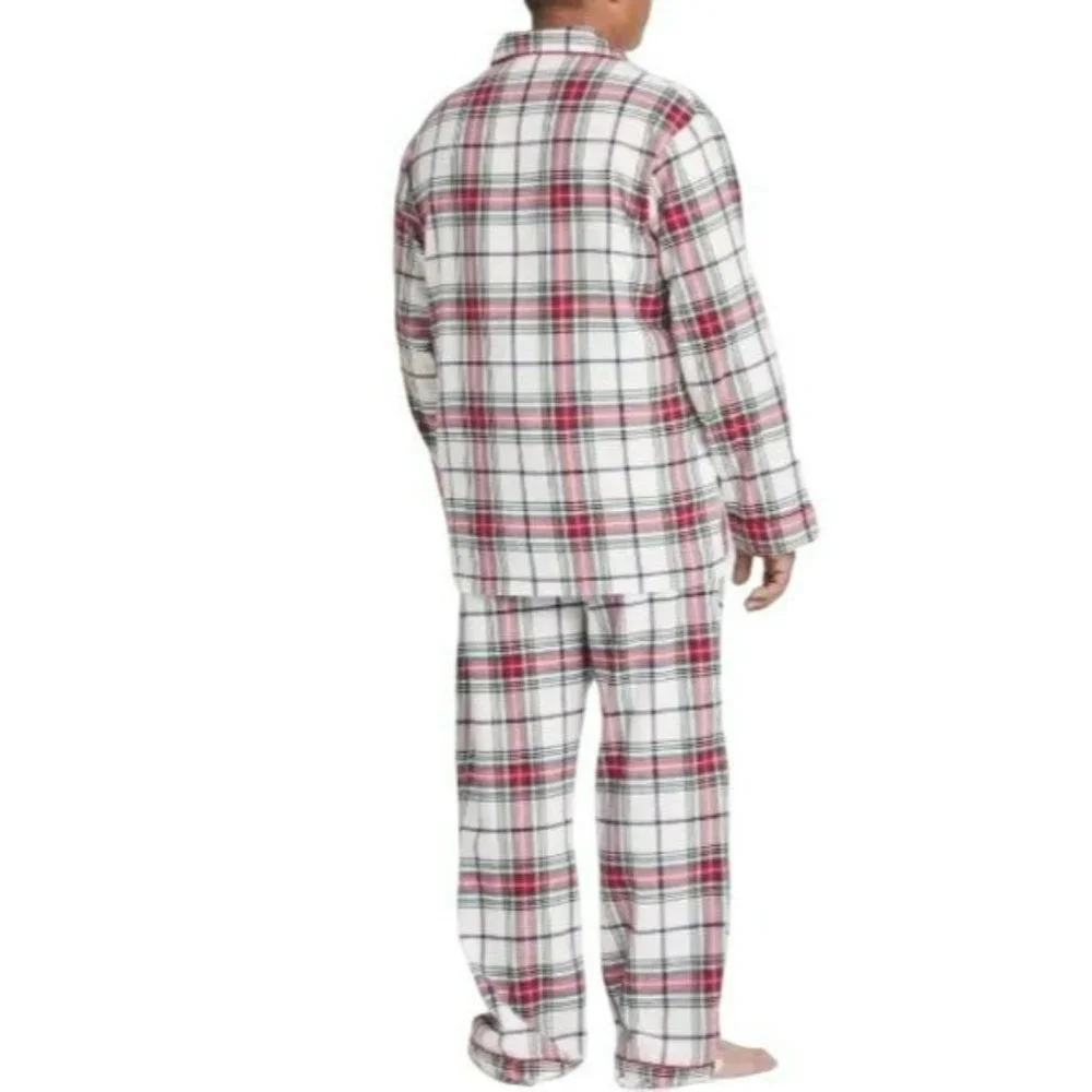 Size XXL Mens Winter Plaid‎ Cotton Flannel Pajama Set Long Sleeve